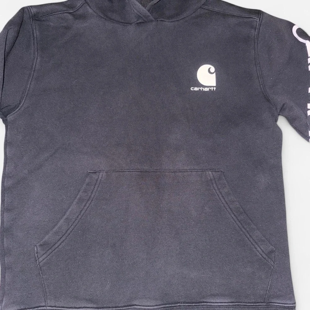 Boys Black Classic Carhartt Pullover Hoodie Sweater Size Large